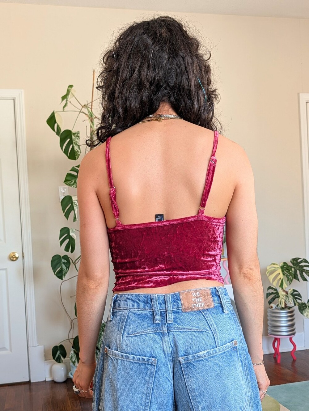 Forever 21 burgundy velvet crop top XS - Picture 4 of 5